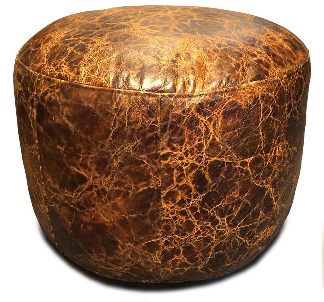 Safari Collection Pouf Ottoman Leather