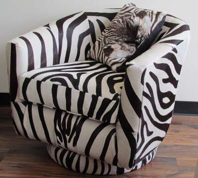 Club Chair Right View Zebra Pillows